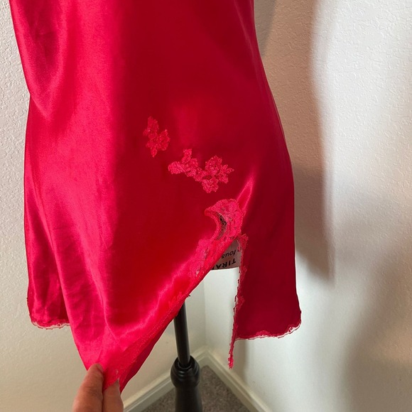 Victoria's Secret Red Satin Lace Trim Mini Slip Dress Open Back S Romantic Y2K - Picture 6 of 10